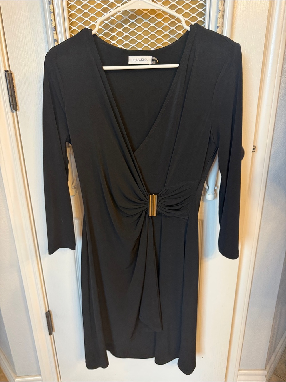 Calvin Klein Black Long Sleeve Twist Front Dress